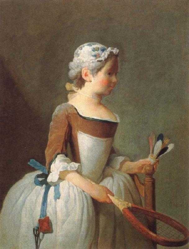 Jean Baptiste Simeon Chardin girl with shuttlecock oil painting picture
